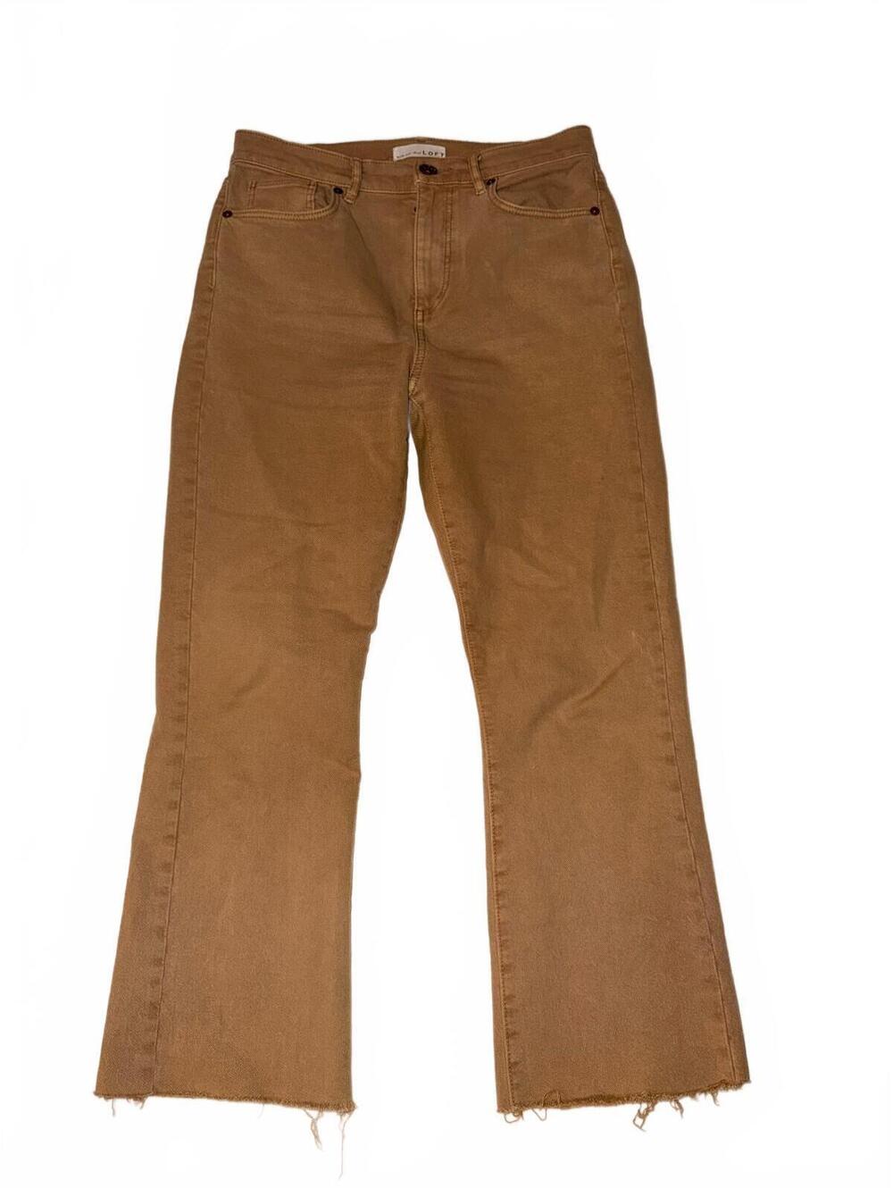 LOFT High Waist Brown Flared Jeans Size 4 / 27 with Raw Hem